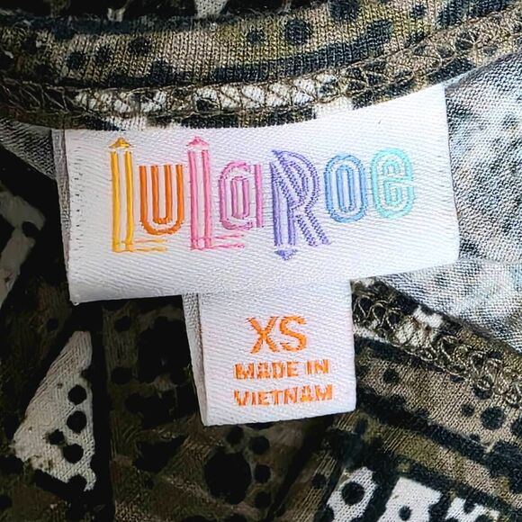 LuLaRoe XS Olive Geometric Hi-Low Carly Dress - Picture 6 of 8